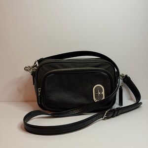 Coach Court Crossbody Bag in Black Nylon and Refined Pebble Leather